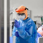 Load image into Gallery viewer, Medical Polypropylene Hooded Caps One Size Orange Disposable Hood 100 Pack