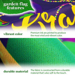 Load image into Gallery viewer, Combo Pack Garden Flag Stand Black 36x16 in and Garden Flag 12x18 in Mardi Gras