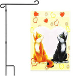 Load image into Gallery viewer, Combo Pack: Garden Flag Stand Black 36x16 Inch Garden Flag Cats in Love 12x18