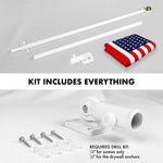 Load image into Gallery viewer, G128 Combo Pack: 6 Ft Tangle Free Aluminum Spinning Flagpole (White) &amp; American USA 51 Stars Flag 3x5 Ft, LiteWeave Pro Series Printed 150D Polyester  Pole with Flag Included