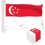 Load image into Gallery viewer, G128 5 Pack: Singapore Singaporean Flag  3x5 Ft  LiteWeave Pro Series Printed 150D Polyester  Country Flag, Vibrant Colors, Brass Grommets, Thicker and More Durable Than 100D 75D Polyester