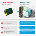 Load image into Gallery viewer, Adhesive Kitchen Sink Sponge Holder   Dish Cloth Hanger   Soap Holder 2 in 1 Kitchen Sink Caddy 304 Stainless Steel Rust Proof Water Proof No Drilling (Black)