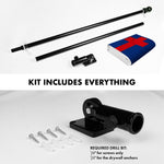 Load image into Gallery viewer, G128 Combo Pack: 5 Ft Tangle Free Spinning Flagpole (Black) &amp; Christian Flag 2.5x4 Ft Embroidered 220GSM Spun Polyester, Brass Grommets (Flag Included) Aluminum Flag Pole