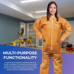 Load image into Gallery viewer, Orange Disposable Coveralls for Men Women 4X Large Pack of 5 Hazmat Suits Disposable Breathable PP PE 40 GSM Painters Coveralls Paint Suit with Open Wrists Ankles Front Zipper