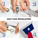 Load image into Gallery viewer, G128 Combo Pack: 6 Feet Tangle Free Spinning Flagpole (Silver) Texas TX State Flag 3x5 ft Printed 150D Brass Grommets (Flag Included) Aluminum Flag Pole