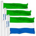 Load image into Gallery viewer, G128 3 Pack: Sierra Leone Sierra Leonean Flag  3x5 Ft  LiteWeave Pro Series Printed 150D Polyester  Country Flag, Vibrant Colors, Brass Grommets, Thicker and More Durable Than 100D 75D Polyester
