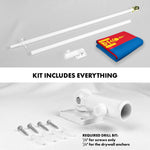 Load image into Gallery viewer, G128 Combo Pack: 6 Ft Tangle Free Aluminum Spinning Flagpole (White) &amp; Mongolia Mongolian Flag 3x5 Ft, LiteWeave Pro Series Printed 150D Polyester  Pole with Flag Included