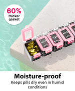 Load image into Gallery viewer, Weekly Pill Organizer 1 time a Day Pill Box 7 Day with Enhanced Waterproof Seal Pink Large compartments Hold Big Vitamins &amp; Supplements Upgraded Locking lids for Home &amp; Travel use Durable Hard case