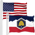Load image into Gallery viewer, G128 Combo Pack: American USA Flag 3x5 Ft &amp; Utah 2023 New Version UT State Flag 3x5 Ft  Both LiteWeave Pro Series Printed 150D Polyester, Brass Grommets