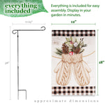 Load image into Gallery viewer, G128 Combo Pack: Garden Flag Stand Black 36 in x 16 in &amp; Garden Flag Winter Decoration Mittens with Evergreen Arrangement 12x18 DoubleSided Blockout Fabric