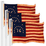 Load image into Gallery viewer, G128 3 Pack: Bennington 76 TeaStained Flag  3x5 Ft  LiteWeave Pro Series Printed 300D Polyester  Historical Flag, Vibrant Colors, Brass Grommets, Thicker and More Durable Than 100D 75D Polyester