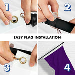 Load image into Gallery viewer, G128 Combo Pack: 5 Ft Tangle Free Aluminum Spinning Flagpole (Black) &amp; Solid Purple Color Flag 2x3 Ft, LiteWeave Pro Series Printed 150D Polyester  Pole with Flag Included
