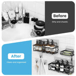 Load image into Gallery viewer, Shower Caddy 3 Pack Shower Organizer with 20 Hooks 3 Adhesive Hooks Large Steel