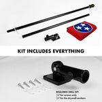 Load image into Gallery viewer, G128 Combo Pack: 6 Ft Tangle Free Spinning Flagpole (Black) &amp; Tennessee Flag 3x5 Ft Embroidered 220GSM Spun Polyester, Brass Grommets (Flag Included) Aluminum Flag Pole