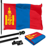 Load image into Gallery viewer, G128 Combo Pack: 6 Ft Tangle Free Aluminum Spinning Flagpole (Black) &amp; Mongolia Mongolian Flag 3x5 Ft, LiteWeave Pro Series Printed 150D Polyester  Pole with Flag Included