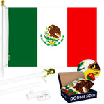 Load image into Gallery viewer, G128  6 Feet Tangle Free Spinning Flagpole (White) Mexico Double Sided Brass Grommets Embroidered 3x5 ft (Flag Included) Aluminum Flag Pole