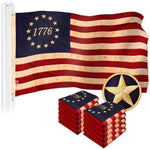 Load image into Gallery viewer, G128 10 Pack: Betsy Ross 1776 TeaStained Flag  1x1.5 Ft  ToughWeave Pro Series Embroidered 420D Polyester  Historical Flag, Embroidered Design, Indoor/Outdoor, Brass Grommets, High Quality