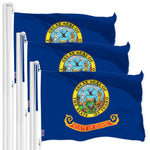 Load image into Gallery viewer, G128 3 Pack: Idaho ID State Flag  3x5 Ft  LiteWeave Pro Series Printed 150D Polyester  Indoor/Outdoor, Vibrant Colors, Brass Grommets, Thicker and More Durable Than 100D 75D Polyester