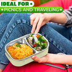 Load image into Gallery viewer, Stainless Steel Lunch Box for Hot Food – (48.5 oz) Stainless Steel Bento Box Adult with Phone Stand Spoon &amp; Chopstickss – 2 Compartment Hot Food Lunch Container with Durable Plastic &amp; Soft Rubber Lid