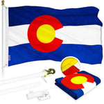 Load image into Gallery viewer, 6 Feet Tangle Free Spinning Flagpole (White) Colorado Flag Brass Grommets Embroidered 3x5 ft (Flag Included) Aluminum Flag Pole