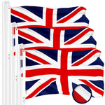 Load image into Gallery viewer, G128 3 Pack: UK United Kingdom Flag  3x5 Ft  ToughWeave Series Embroidered 300D Polyester  Country Flag, Embroidered Design, Indoor/Outdoor, Brass Grommets