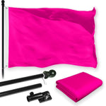 Load image into Gallery viewer, G128 Combo Pack: 5 Ft Tangle Free Aluminum Spinning Flagpole (Black) &amp; Solid Magenta Color Flag 2x3 Ft, LiteWeave Pro Series Printed 150D Polyester  Pole with Flag Included
