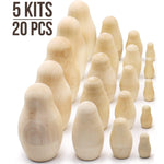 Load image into Gallery viewer, Blank Nesting Dolls Lot of 5 Sets by 4 pcs Blank Matryoshka Dolls for DIY Ideas