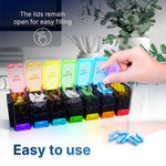 Load image into Gallery viewer, Extra Large Weekly Pill Organizer 2 Times a Day XL Pill Case Am Pm Rainbow Color