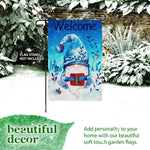 Load image into Gallery viewer, G128 Garden Flag Welcome Festive Bearded Gnome with Parcel 12x18 Blockout Fabric