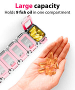 Load image into Gallery viewer, Weekly Pill Organizer 1 time a Day Pill Box 7 Day with Enhanced Waterproof Seal Pink Large compartments Hold Big Vitamins &amp; Supplements Upgraded Locking lids for Home &amp; Travel use Durable Hard case