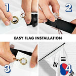Load image into Gallery viewer, G128 Combo Pack: 6 Feet Tangle Free Spinning Flagpole (Black) South Korea South Korean Flag 3x5 ft Printed 150D Brass Grommets (Flag Included) Aluminum Flag Pole