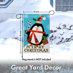 Load image into Gallery viewer, G128  Christmas Garden Flag, Christmas and Winter Themed Decorations  Merry Christmas Penguin with Candy Cane,   12x18 Inch  Printed 150D Polyester  Rustic Holiday Seasonal Outdoor Flag