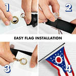 Load image into Gallery viewer, G128 Combo Pack: 5 Ft Tangle Free Aluminum Spinning Flagpole (Black) &amp; Ohio OH State Flag 2.5x4 Ft, StormFlyer Series Embroidered 220GSM Spun Polyester  Pole with Flag Included