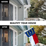 Load image into Gallery viewer, G128 Combo Pack: 5 Ft Tangle Free Aluminum Spinning Flagpole (White) &amp; North Carolina State Flag 2.5x4 Ft, ToughWeave Series Embroidered 300D Polyester  Pole with Flag Included