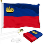 Load image into Gallery viewer, G128 Combo Pack: 6 Ft Tangle Free Aluminum Spinning Flagpole (White) &amp; Liechtenstein Liechtensteiner Flag 3x5 Ft, LiteWeave Pro Series Printed 150D Polyester  Pole with Flag Included