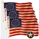 Load image into Gallery viewer, G128 3 Pack: Betsy Ross TeaStained Flag  5x8 Ft  ToughWeave Pro Series Embroidered 420D Polyester  Historical Flag, Embroidered Design, Indoor/Outdoor, Brass Grommets, High Quality