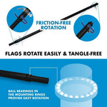 Load image into Gallery viewer, G128 Combo Pack: 6 Ft Tangle Free Spinning Flagpole (Black) &amp; Kyrgyzstan Flag 3x5 Ft Printed 150D Polyester, Brass Grommets (Flag Included) Aluminum Flag Pole