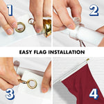 Load image into Gallery viewer, G128 Combo Pack: 5 Ft Tangle Free Aluminum Spinning Flagpole (White) &amp; Solid Burgundy Color Flag 2x3 Ft, LiteWeave Pro Series Printed 150D Polyester  Pole with Flag Included