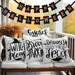 Load image into Gallery viewer, G128 Halloween Decoration Ghost Spooky Waterproof Throw Pillow Covers 18 x 18 In Set of 4, Beautiful Cushion Covers for Halloween Sofa Couch Decoration