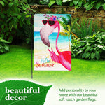 Load image into Gallery viewer, G128 Combo Pack: Garden Flag Stand Black 36 in x 16 in &amp; Garden Flag Summer Decoration Peace Sign Flamingo 12x18 DoubleSided Blockout Fabric