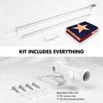 Load image into Gallery viewer, G128 Combo Pack: 6 Ft Tangle Free Aluminum Spinning Flagpole (Silver) &amp; Texas TeaStained Flag 3x5 Ft, LiteWeave Pro Series Printed 300D Polyester  Pole with Flag Included