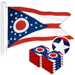 Load image into Gallery viewer, G128 10 Pack: Ohio OH State Flag  4x6 Ft  ToughWeave Series Embroidered 300D Polyester  Embroidered Design, Indoor/Outdoor, Brass Grommets