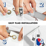 Load image into Gallery viewer, G128 Combo Pack: 6 Feet Tangle Free Spinning Flagpole (Silver) South Korea South Korean Flag 3x5 ft Printed 150D Brass Grommets (Flag Included) Aluminum Flag Pole