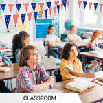Load image into Gallery viewer, G128 American USA Star &amp; Stripe Pennant Banner  Flag 7 x 8 Inch, Full String 9.8 Feet  Printed 150D Polyester, Decorations For Bar, School, Festival Events Celebration (Total 10 PCS)