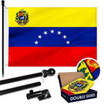 Load image into Gallery viewer, G128 Combo Pack: 6 Ft Tangle Free Aluminum Spinning Flagpole (Black) &amp; Venezuela 7 Stars Venezuelan Flag 3x5 Ft, ToughWeave Series Double Sided Embroidered 210D Polyester  Pole with Flag Included