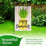 Load image into Gallery viewer, Combo Pack: Garden Flag Stand Black 36 in x 16 in &amp; Garden Flag Summer Decoration Enjoy Summer Pineapple 12x18 DoubleSided Blockout Fabric