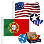 Load image into Gallery viewer, G128 Combo Pack: USA American Flag 3x5 Ft Embroidered Stars &amp; Portugal (Portuguese) Flag 3x5 Ft Doublesided Embroidered 210D