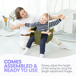 Load image into Gallery viewer, Canvas Baby Swing Wooden Hanging Swing Seat Chair with Safety Belt Durable Baby Swing Chair Outdoor and Indoor Swing for Kids Mounting Hardware Included Green