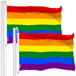 Load image into Gallery viewer, G128 2 Pack: LGBT Rainbow Pride Flag  3x5 Ft  LiteWeave Pro Series Printed 150D Polyester  Indoor/Outdoor, Vibrant Colors, Brass Grommets, Thicker and More Durable Than 100D 75D Polyester