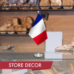 Load image into Gallery viewer, G128 France French Deluxe Desk Flag Set  8.5x5.5 In  Printed 300D Polyester, with Silver Dome and Base, 15 Metal Pole, Decorations For Office, Home and Festival Events Celebration